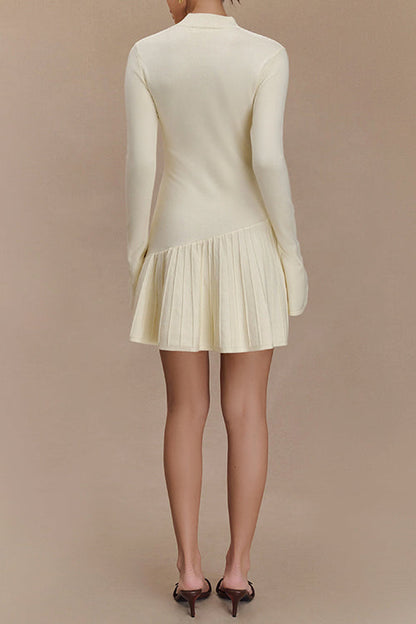 Damklänning Mini med Klockärmar och Rynkor i Bomull och Polyester-6