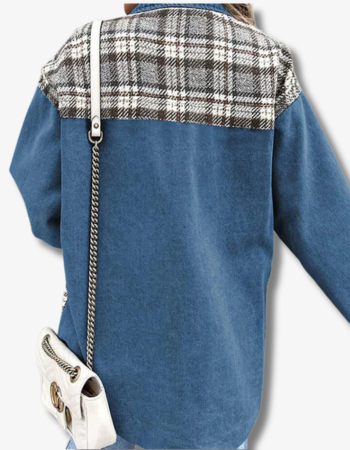 Dam Denimjacka Långärmad Bomull Polyester Avslappnad-4