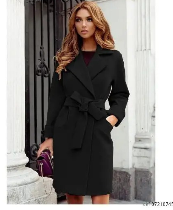 Kvinnors Trenchcoat Med Bälte Vändbar Krage Polyester Knälängd-2