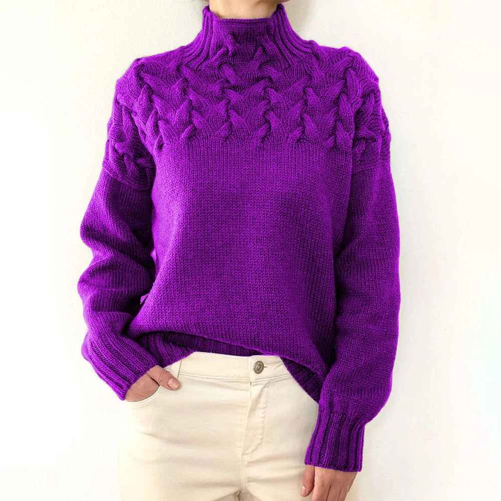 Dam Turtleneck Tröja Löst Snitt 3D-Struktur Akryl 17