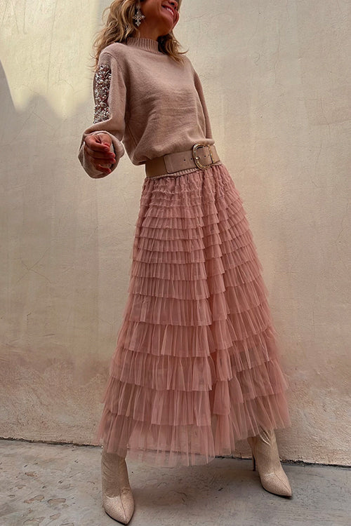 Variant image for Maxikjol Dam Rynkad Tyll med Flerskiktad Design-3