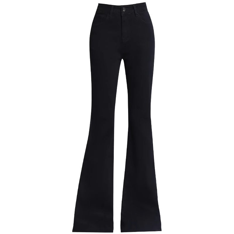 Snygga Byxor Dam Högmidjade Utställda Denim med Fleecefoder-6