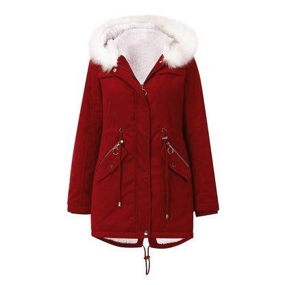 Kvinnor Parka Kappa Fleecefodrad med Huva-4
