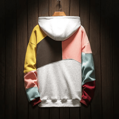 Hoodie för Herr i Färgglad Design – Mjuk Bomullsblandning med Rymlig Huva och Känguruficka 3