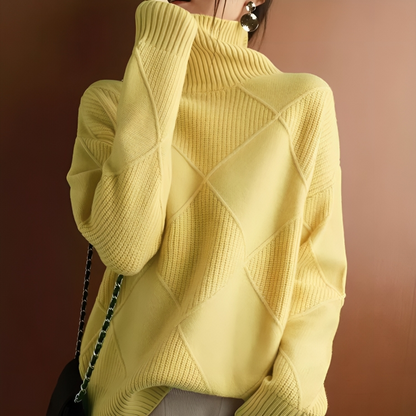 Stickad Dam Turtleneck Tröja Löst Snitt 100% Akryl 4