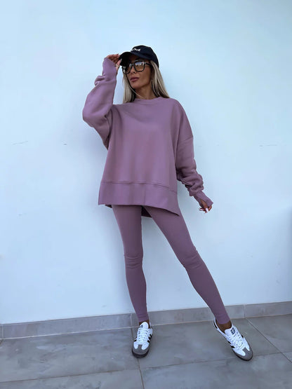 Kvinnors Avslappnad Vinteruppsättning med Långa Ärmar – Hållbar Polyester, Modern Design för Kalla Dagar 14