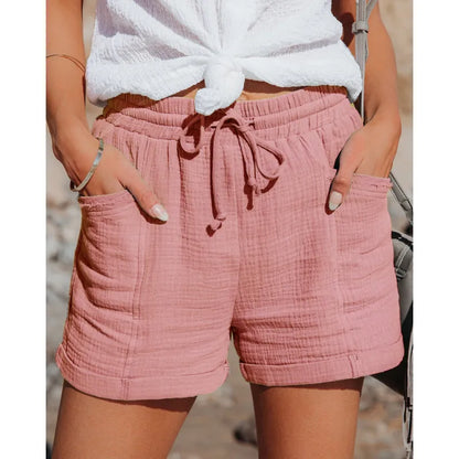 Dam Shorts Hög Midja Lätt Bomullsblandning-2