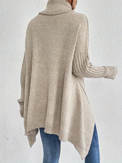 Stickad Dam Tröja Turtleneck Avslappnad Design 100% Akryl-5