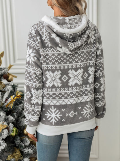 Damjacka med Huva Snöflingor Högkvalitativ Polyester-2