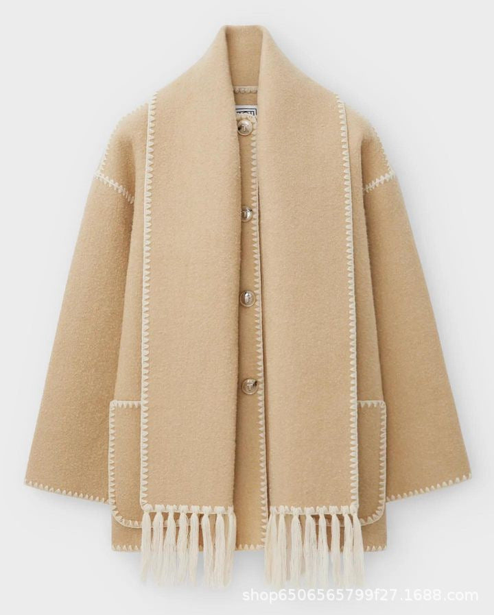 Elegant Damjacka med Halsduk i Polyester för Vardag och Fest – Komfortabel Passform, Tidlös Design 9