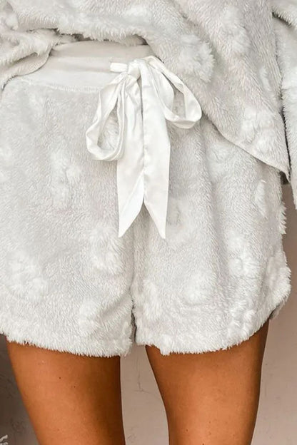 Dam Lounge Set Långärmad Topp Shorts Mjuk Tygblandning-2