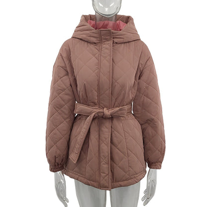 Damjacka med Bälte Tjock Bomull Elegant Stil-4