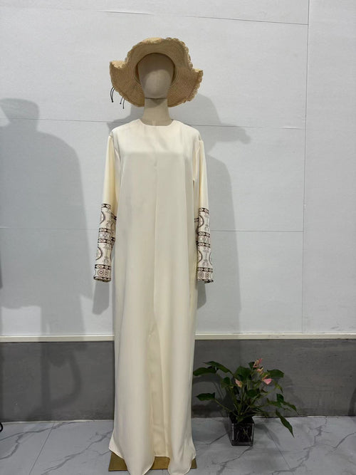 Kvinnors Klänning Puffärmar Blommönster Polyester-1