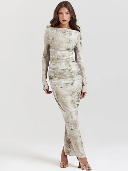 Kvinnors Ankellång Klänning O-hals Polyester Elastan 3