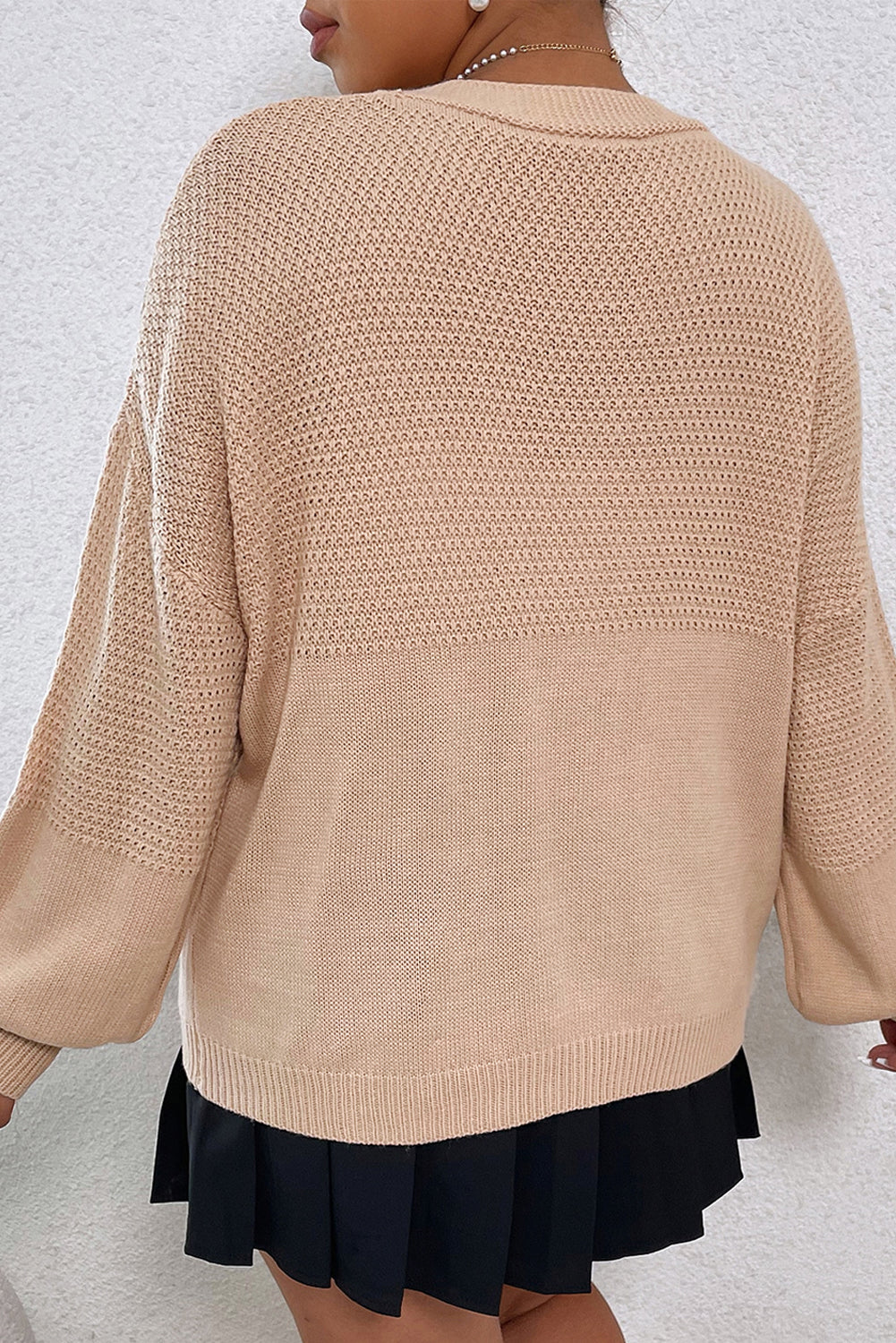 Dam Cardigan Blommor Puffärmar Akryl-4