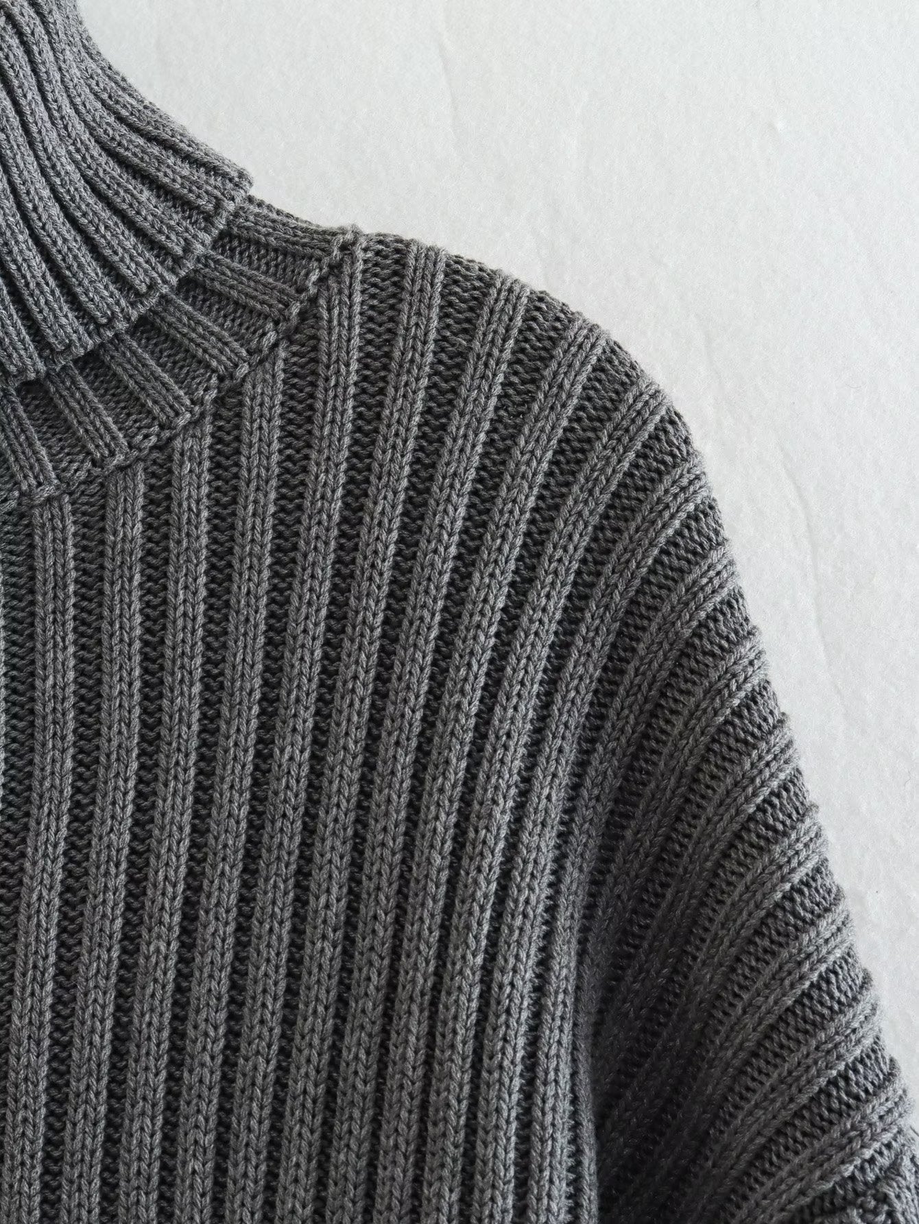 Dam Turtleneck Tröja Ribbad 100% Akryl Komfortabel Stil-2