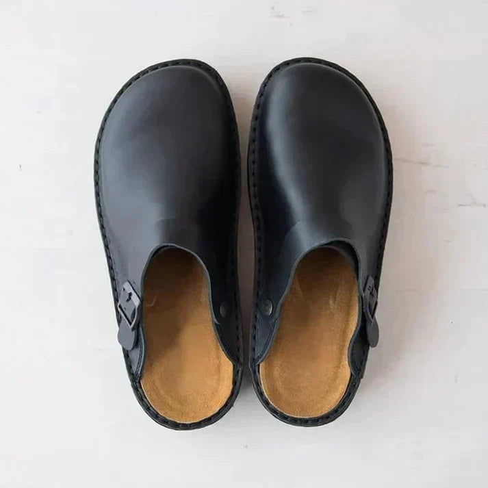 Herr Sandaler i Läder med Ergonomisk Sula och Justerbar Rem – Komfortabel Design för Inomhus och Utomhus 3