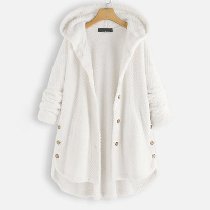 Dam Vändbar Fleecejacka med Huva Mjuk och Bekväm Fleece 8