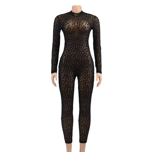 Dam Jumpsuit Leopardmönster Formsydd Polyester Spandex-1