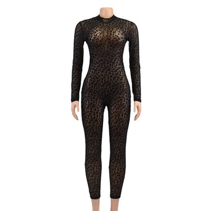 Variant image for Dam Jumpsuit Leopardmönster Formsydd Polyester Spandex-1