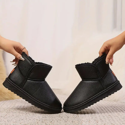 Dam Ankelstövlar Fleece Fodrade PVC Vinterskor-2