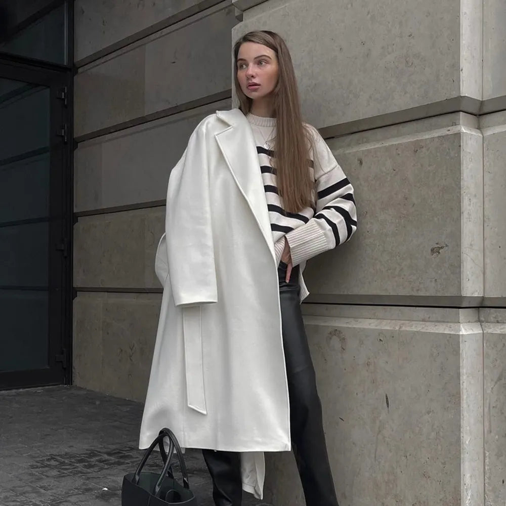 Dam Stickad Tröja Överdimensionerad Polyester med O-hals-6