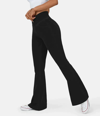 Hög Midja Jeans Dam med Korsat Förbund – Mjuk Bomull, Flexibel Passform, Praktiska Fickor, Storlekar S-XL 9