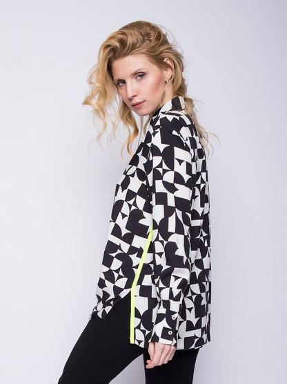 Dam Skjorta Geometrisk Design i 100% Bomull-3