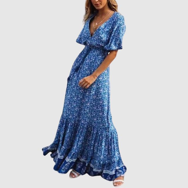 Maxiklänning Dam Bohemisk Paisley 100% Polyester A-linjeformad-5