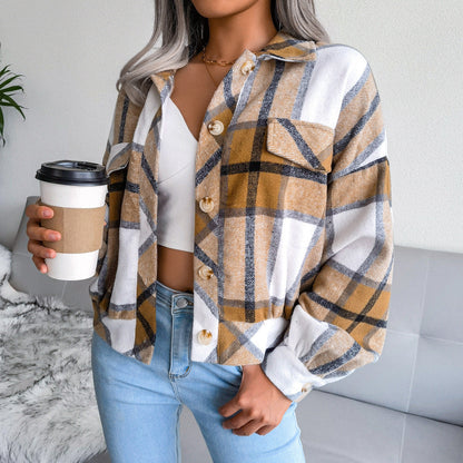 Damjacka med Blusliknande Design och Knappstängning – Lätt Material med Bröstfickor för Vår och Höst 8