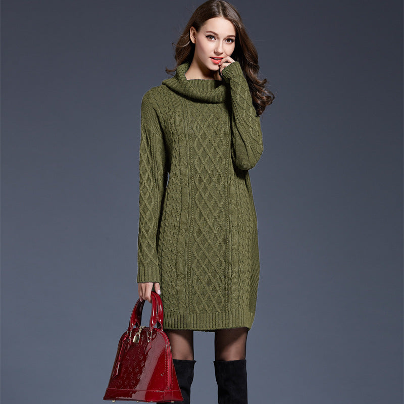 Variant image for Kvinnors Lång Klänning Turtleneck Akrylblandning Slim Fit-25