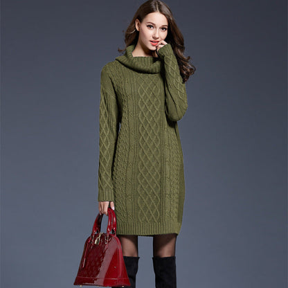 Variant image for Kvinnors Lång Klänning Turtleneck Akrylblandning Slim Fit-25