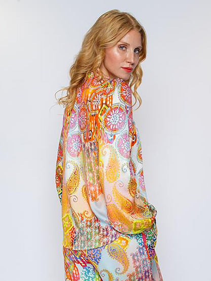 Dam Festtopp Avslappnad Viskos Långa Ärmar-3