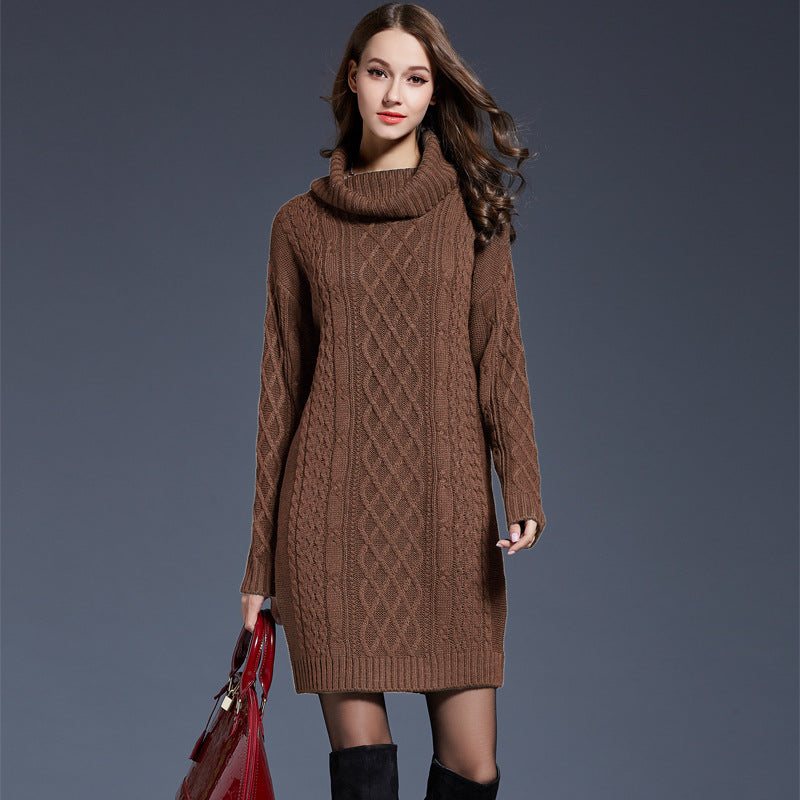 Variant image for Kvinnors Lång Klänning Turtleneck Akrylblandning Slim Fit-31