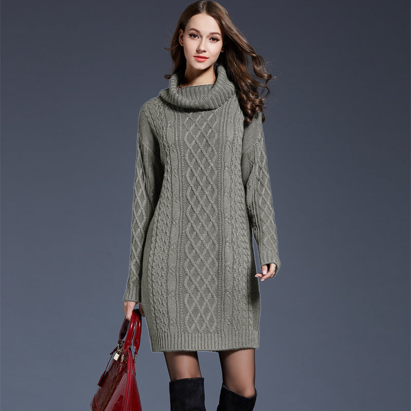Variant image for Kvinnors Lång Klänning Turtleneck Akrylblandning Slim Fit-7