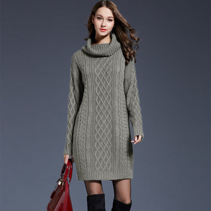 Variant image for Kvinnors Lång Klänning Turtleneck Akrylblandning Slim Fit-7