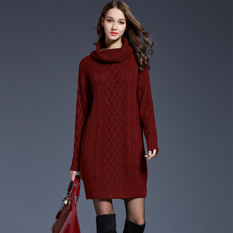 Variant image for Kvinnors Lång Klänning Turtleneck Akrylblandning Slim Fit-19