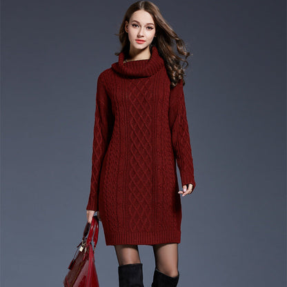 Variant image for Kvinnors Lång Klänning Turtleneck Akrylblandning Slim Fit-19