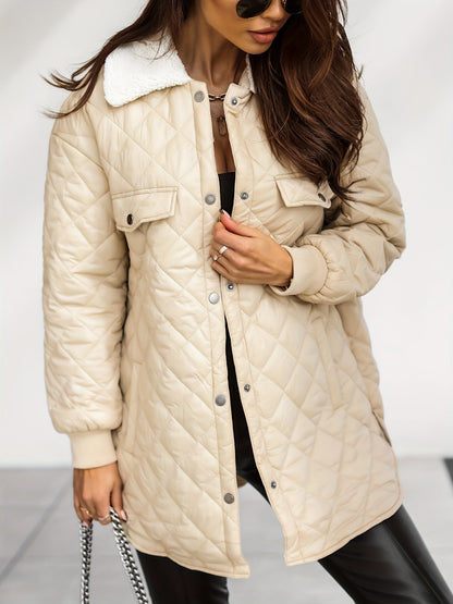 Dam Lång Vinterjacka Isolerad Modern Polyester-4