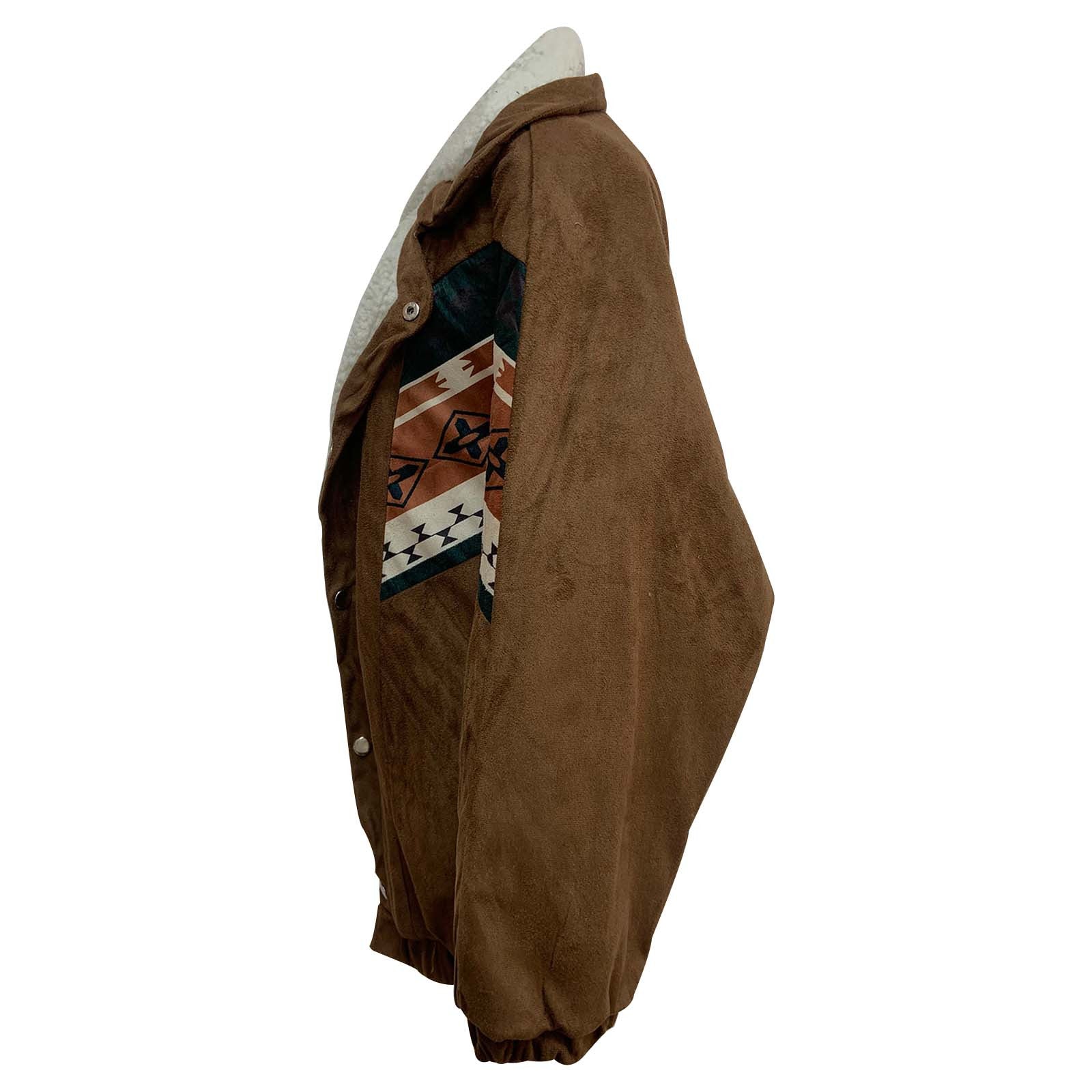 Vinterkappa Dam Sherpa Aztec Design med Långa Ärmar och Sidofickor-3