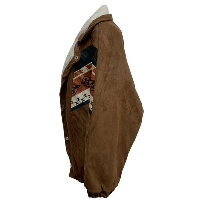 Vinterkappa Dam Sherpa Aztec Design med Långa Ärmar och Sidofickor-3