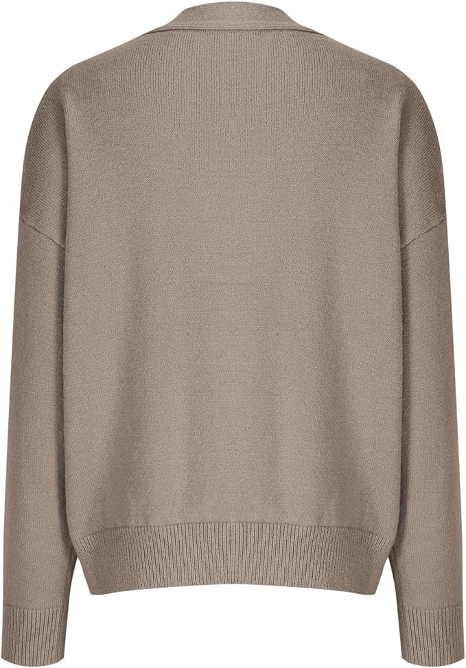 Dam Stickad V-hals Tröja i Ull för Kalla Dagar-5