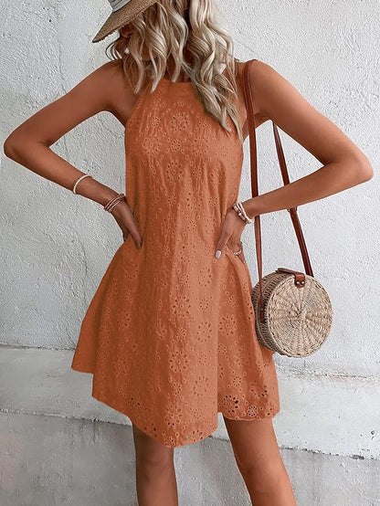 Kvinna Halterneck Klänning Polyester Chic 1