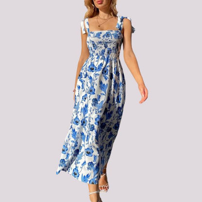 Maxiklänning Dam med Slingor och Korptopp i Polyester-4