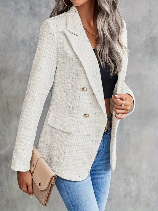 Kvinna Blazer Långärmad Vändbar Krage Andningsbart Material-1
