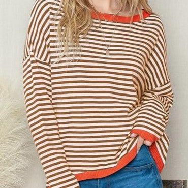 Variant image for Dam Tröja Randig Drop Axeltröja Mjuk Bomull-1