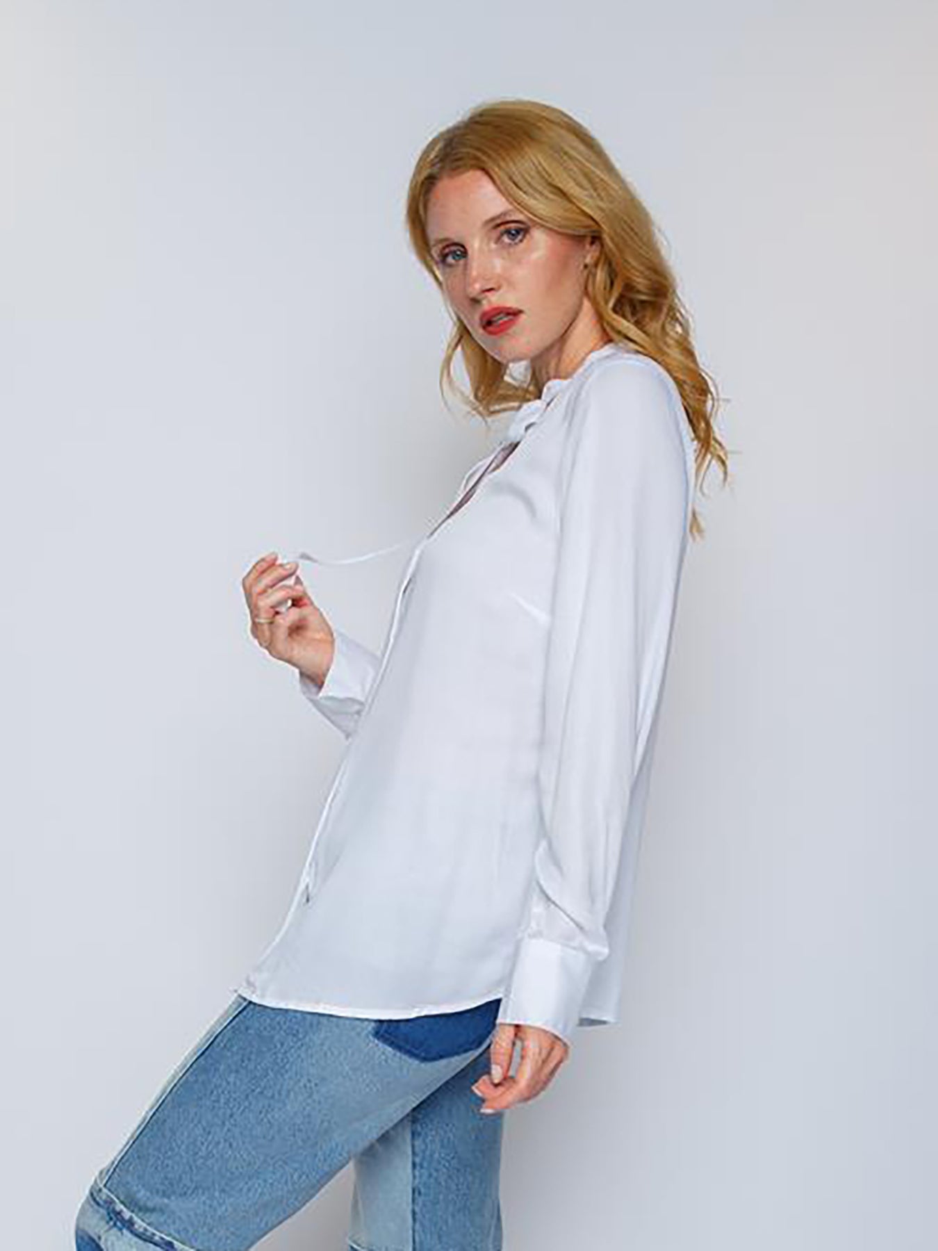 Dam Blus V-ringning Trendig Viskos 2