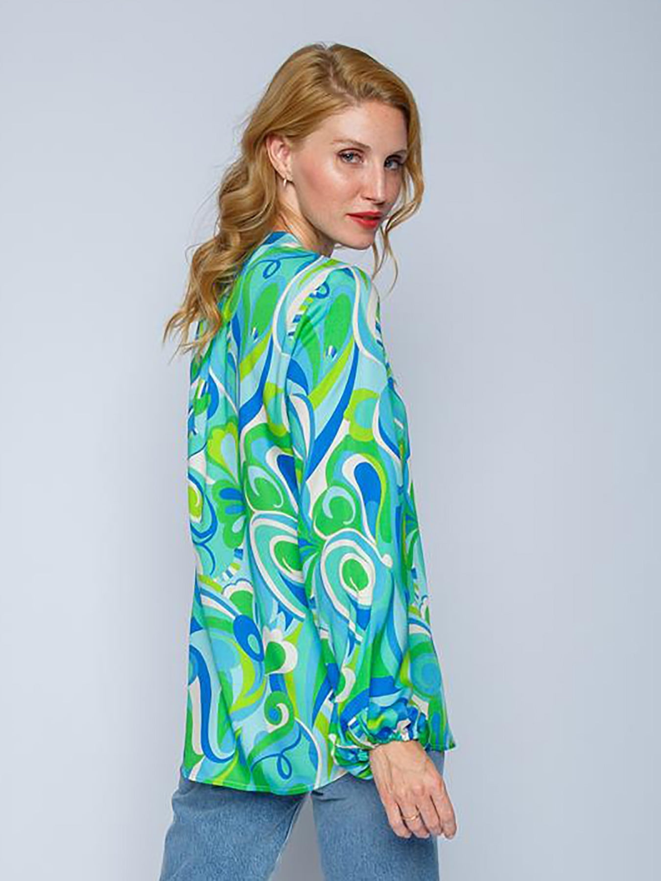 Dams Blus Avslappnad Viskos Med Tryck 3