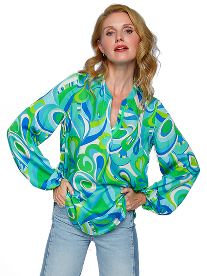 Dams Blus Avslappnad Viskos Med Tryck 1