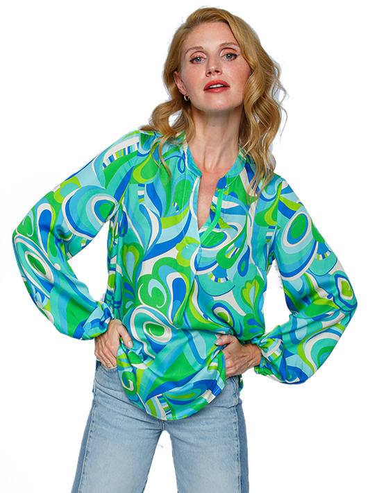 Dams Blus Avslappnad Viskos Med Tryck 1